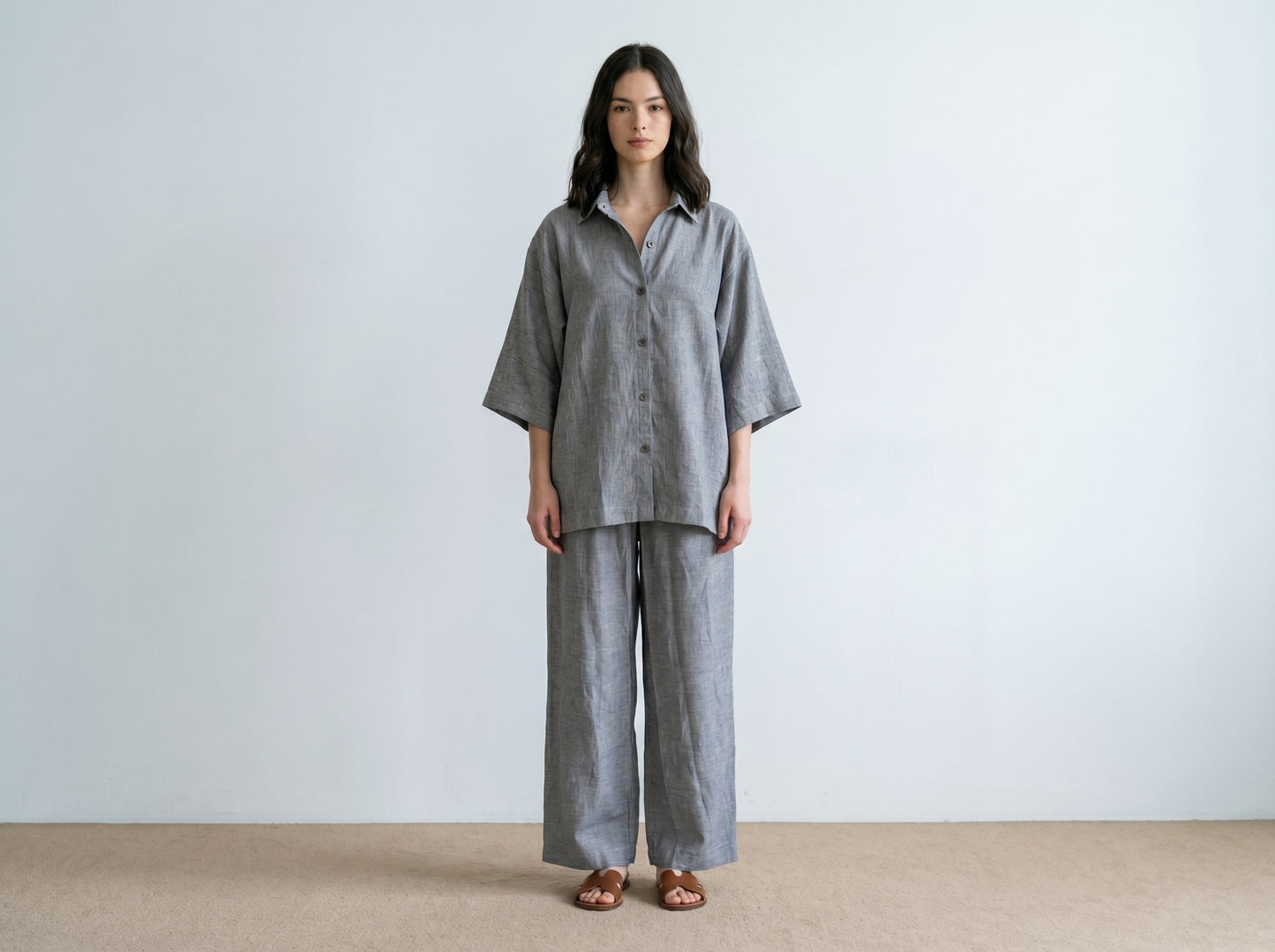 Grey Linen Co-ord Set