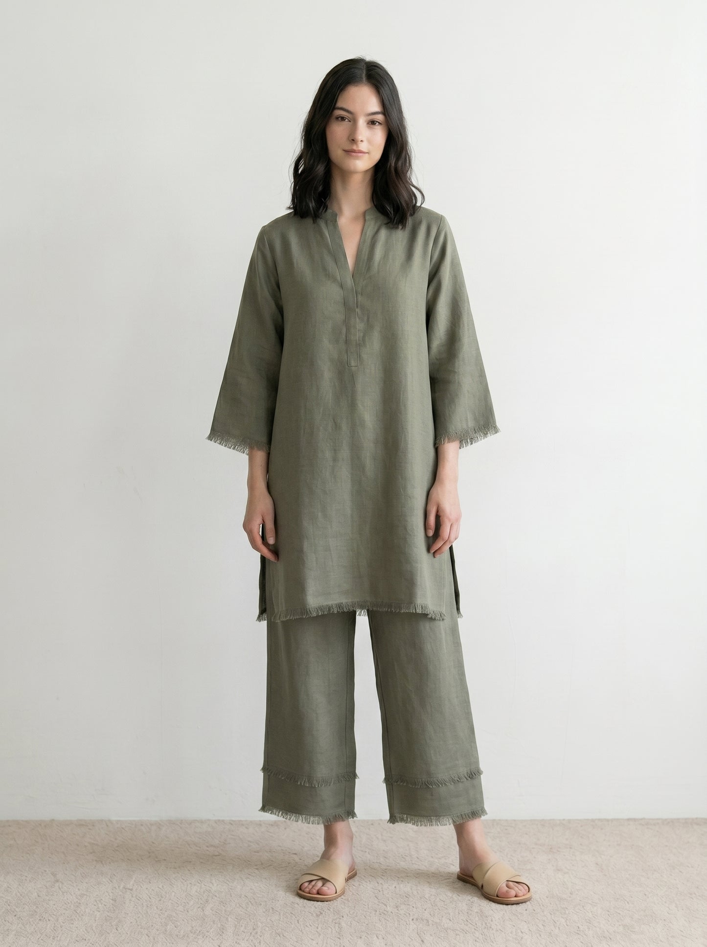 Olive Fringe Co-ord Set