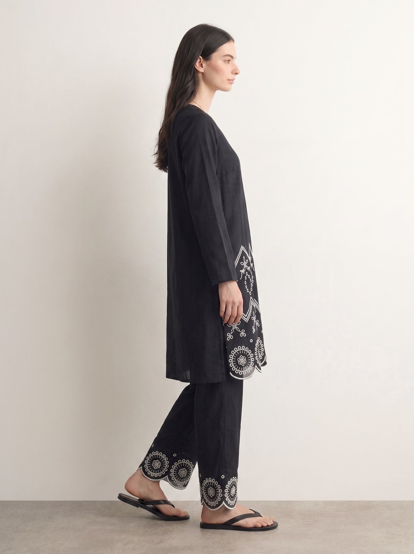 Black Schiffli Co-ord Set