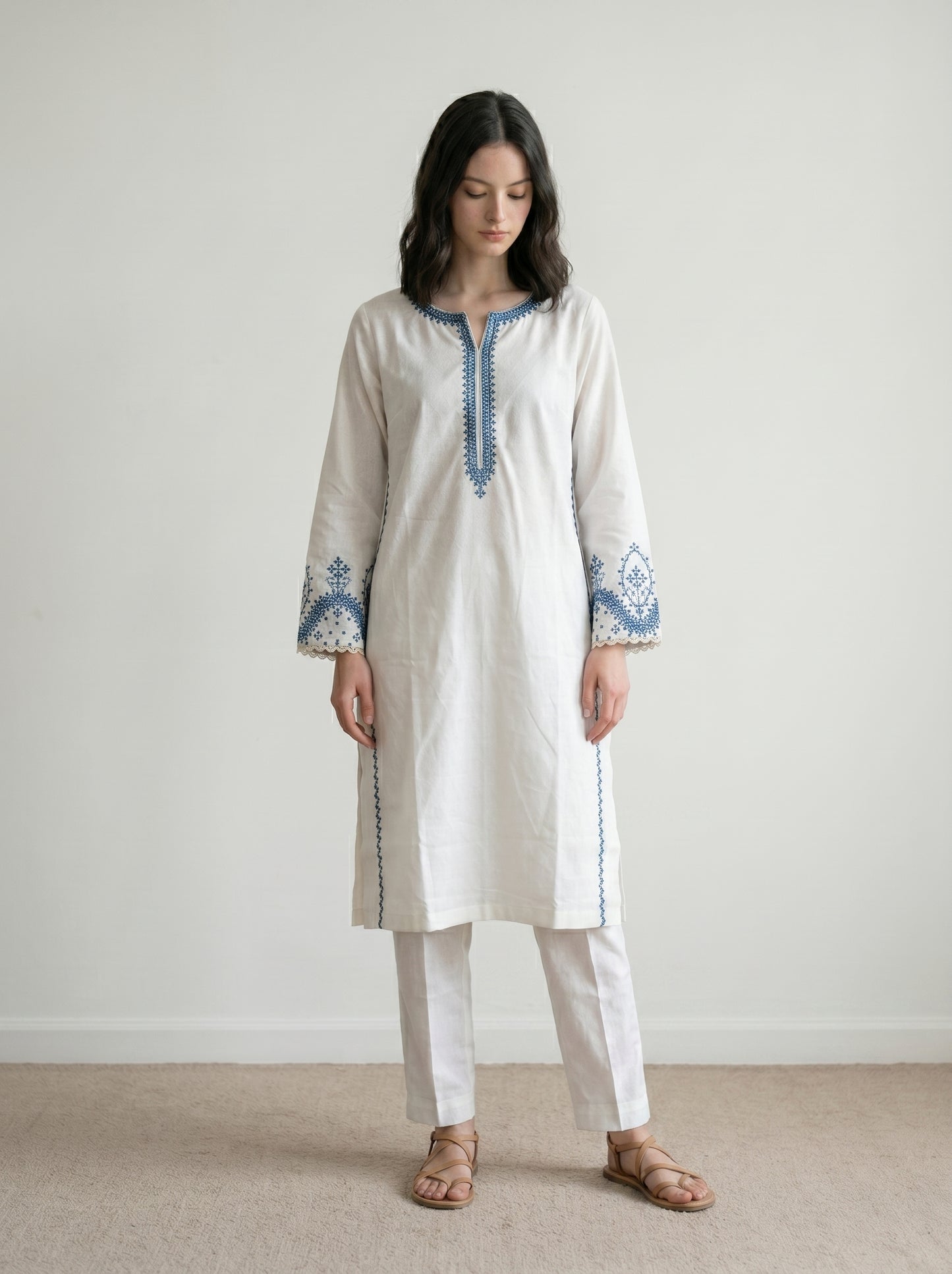 Ivory Embroidered Two-Piece Set