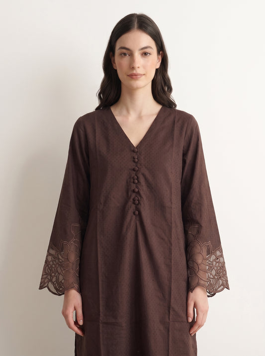 Chocolate Embroidered Co-ord Set