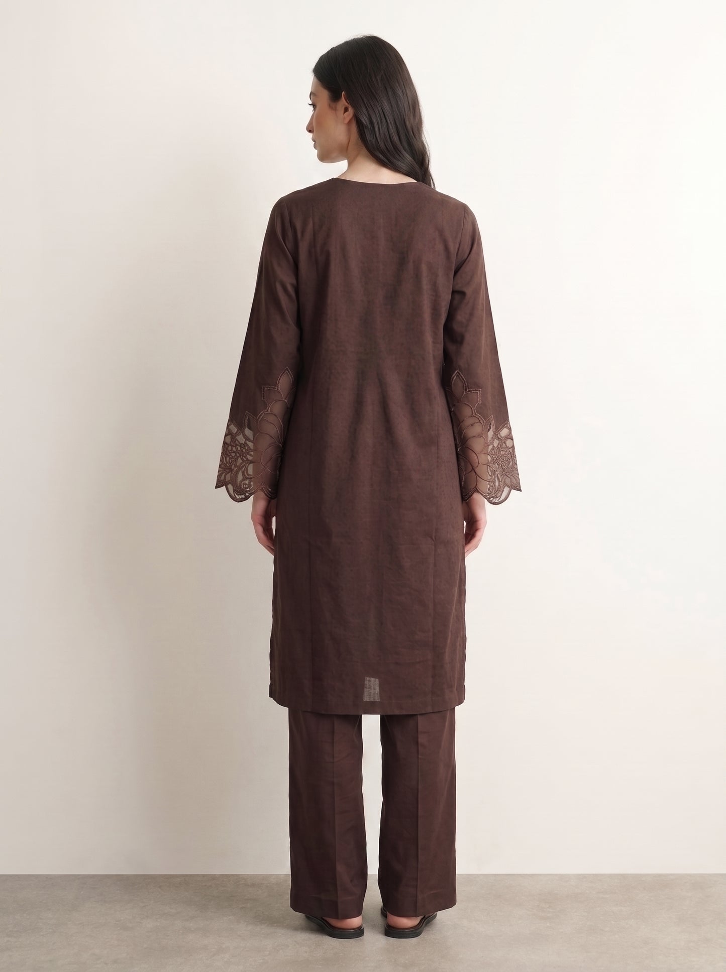 Chocolate Embroidered Co-ord Set