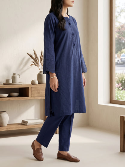 Navy Embroidered Co-ord Set