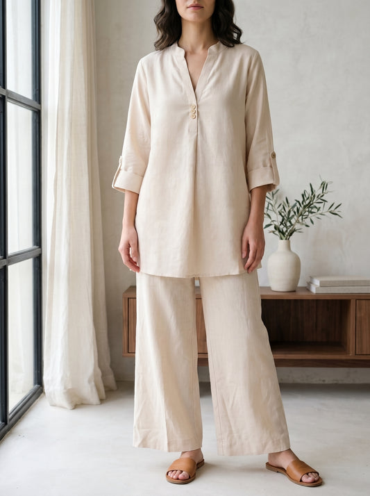 Beige Linen Co-ord Set