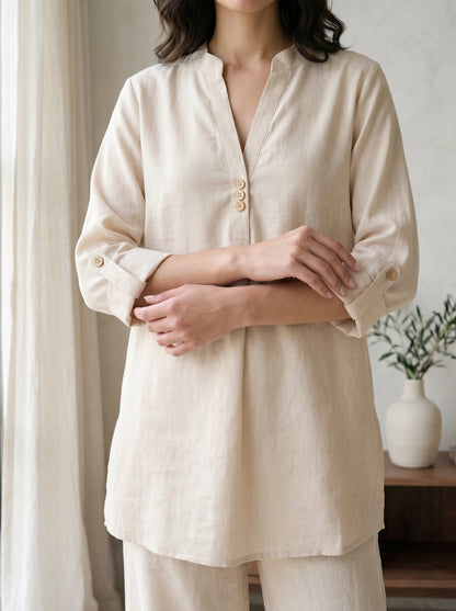 Beige Linen Co-ord Set