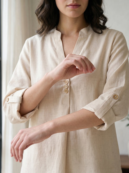 Beige Linen Co-ord Set