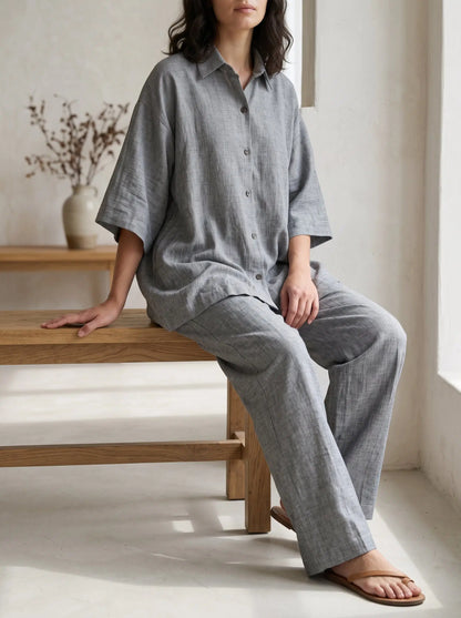 Grey Linen Co-ord Set