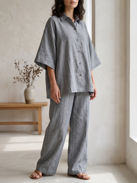Grey Linen Co-ord Set