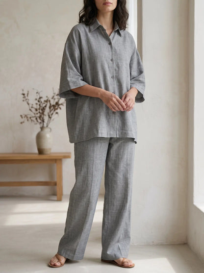Grey Linen Co-ord Set
