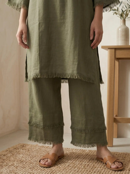 Olive Fringe Co-ord Set