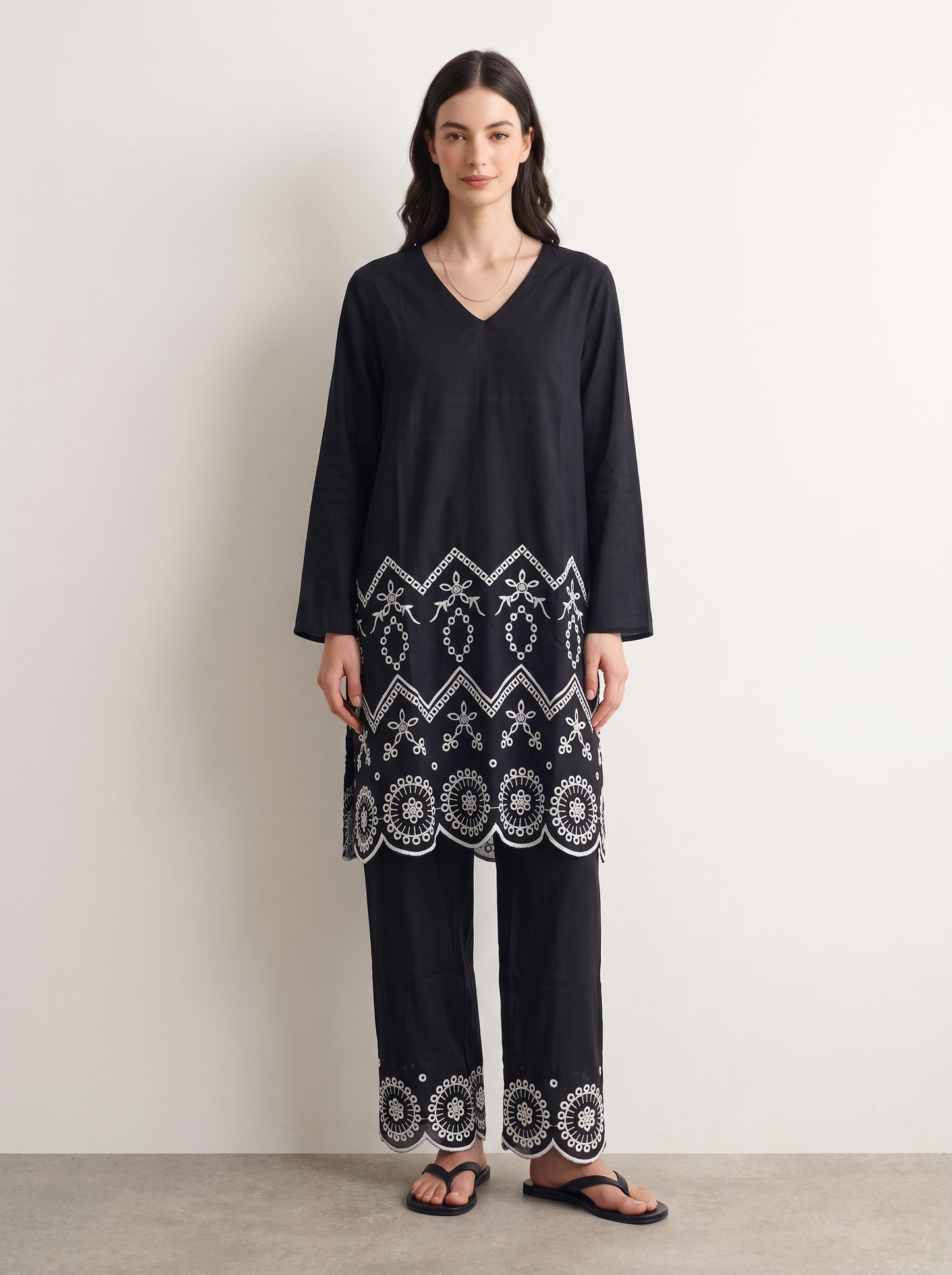 Black Schiffli Co-ord Set