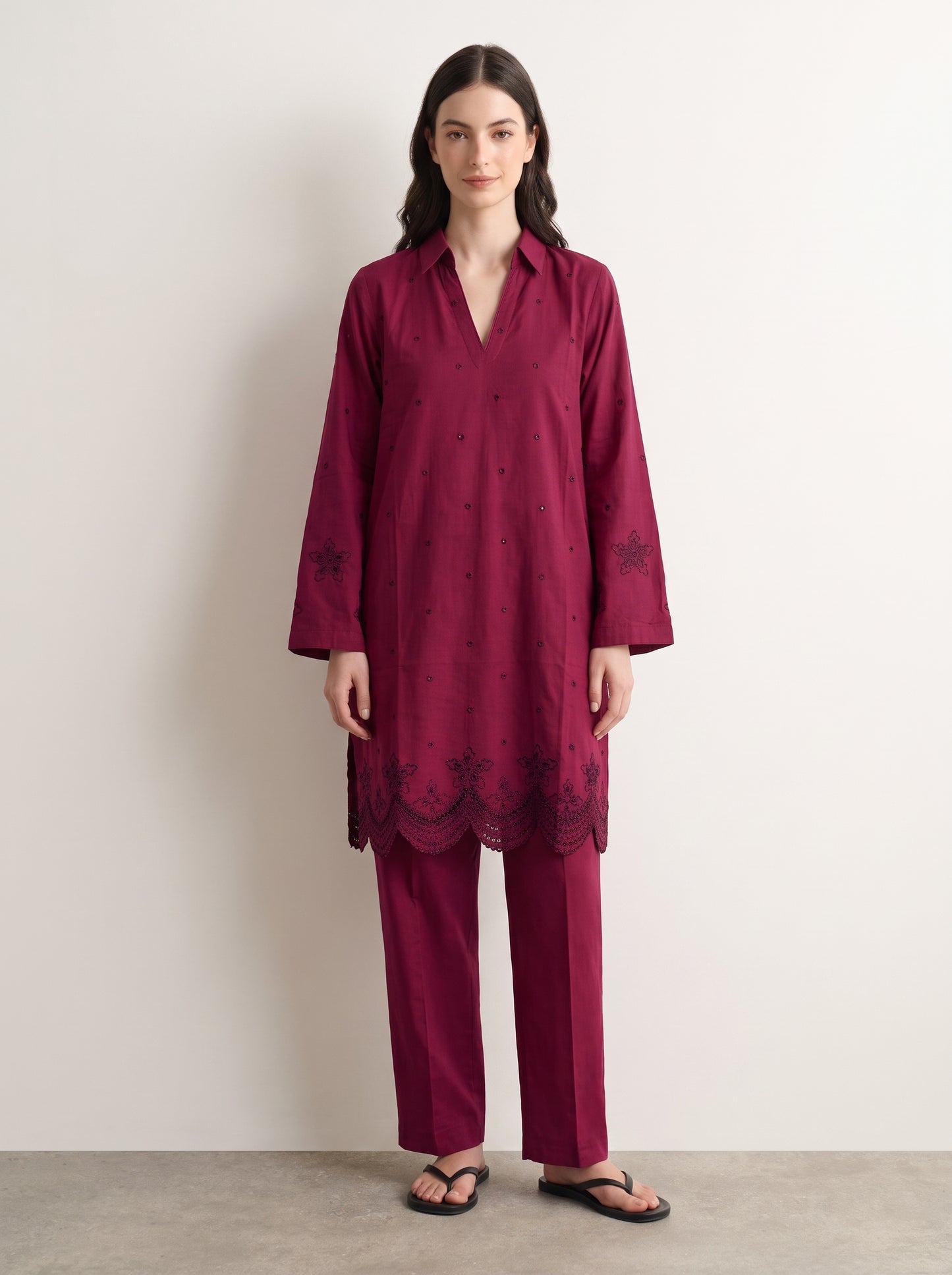 Berry Embroidered Co-ord Set