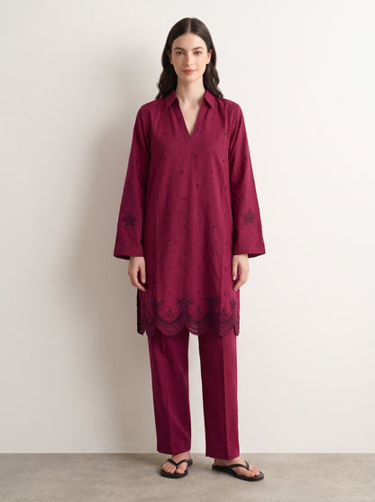 Berry Embroidered Co-ord Set