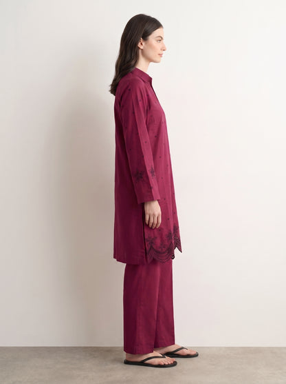 Berry Embroidered Co-ord Set