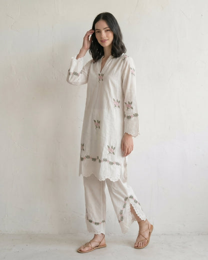 Ivory Cutwork Two-Piece Set