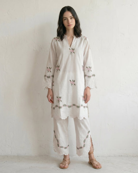 Ivory Cutwork Two-Piece Set