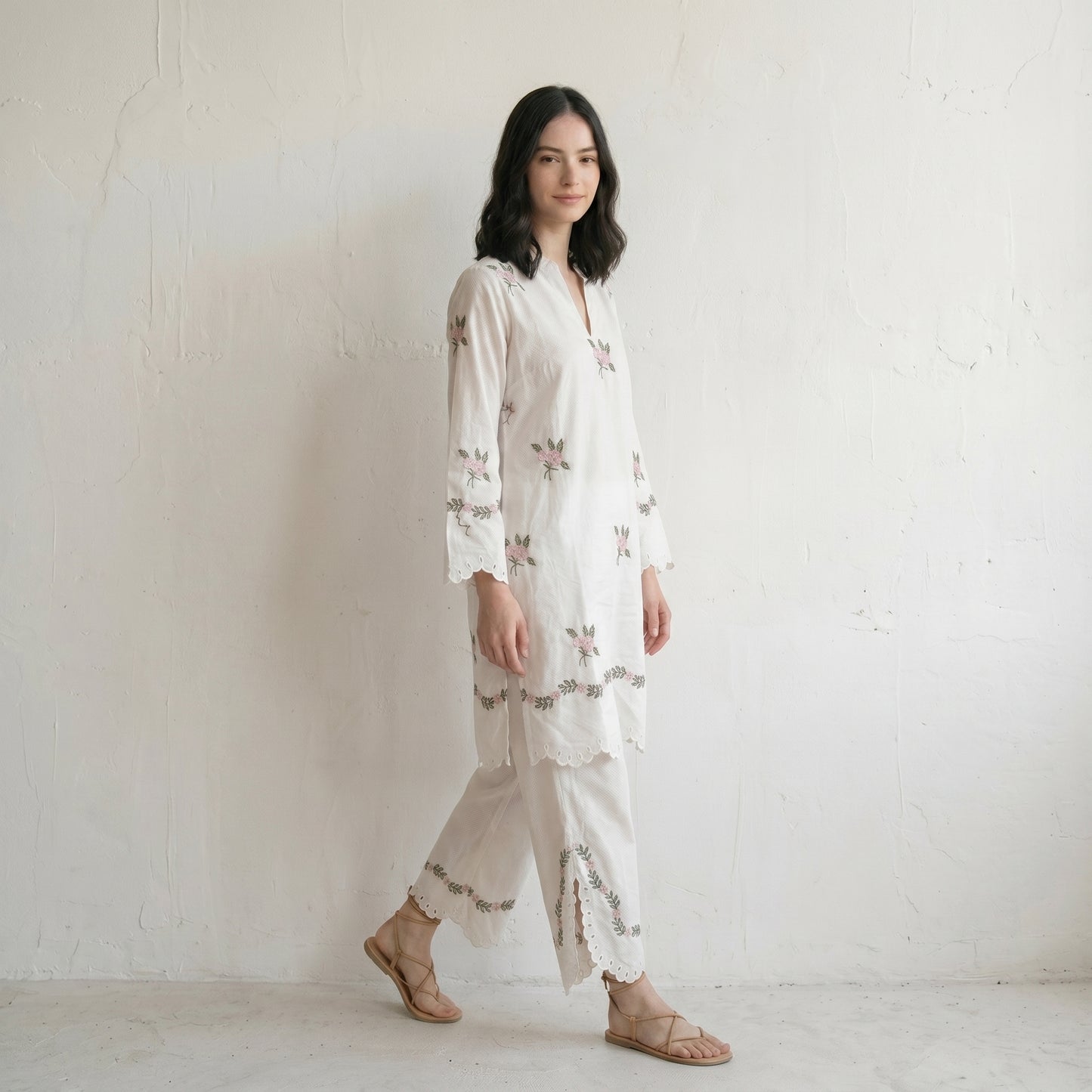 Ivory Floral Cutwork Co-ord Set