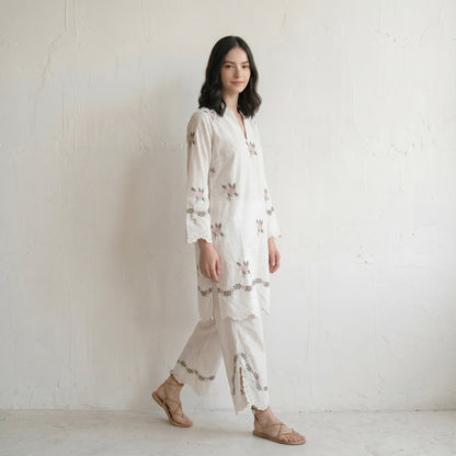 Ivory Floral Cutwork Co-ord Set