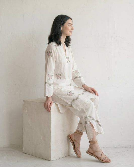 Ivory Cutwork Two-Piece Set