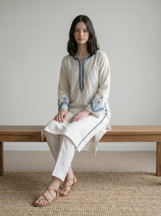 Ivory Embroidered Two-Piece Set