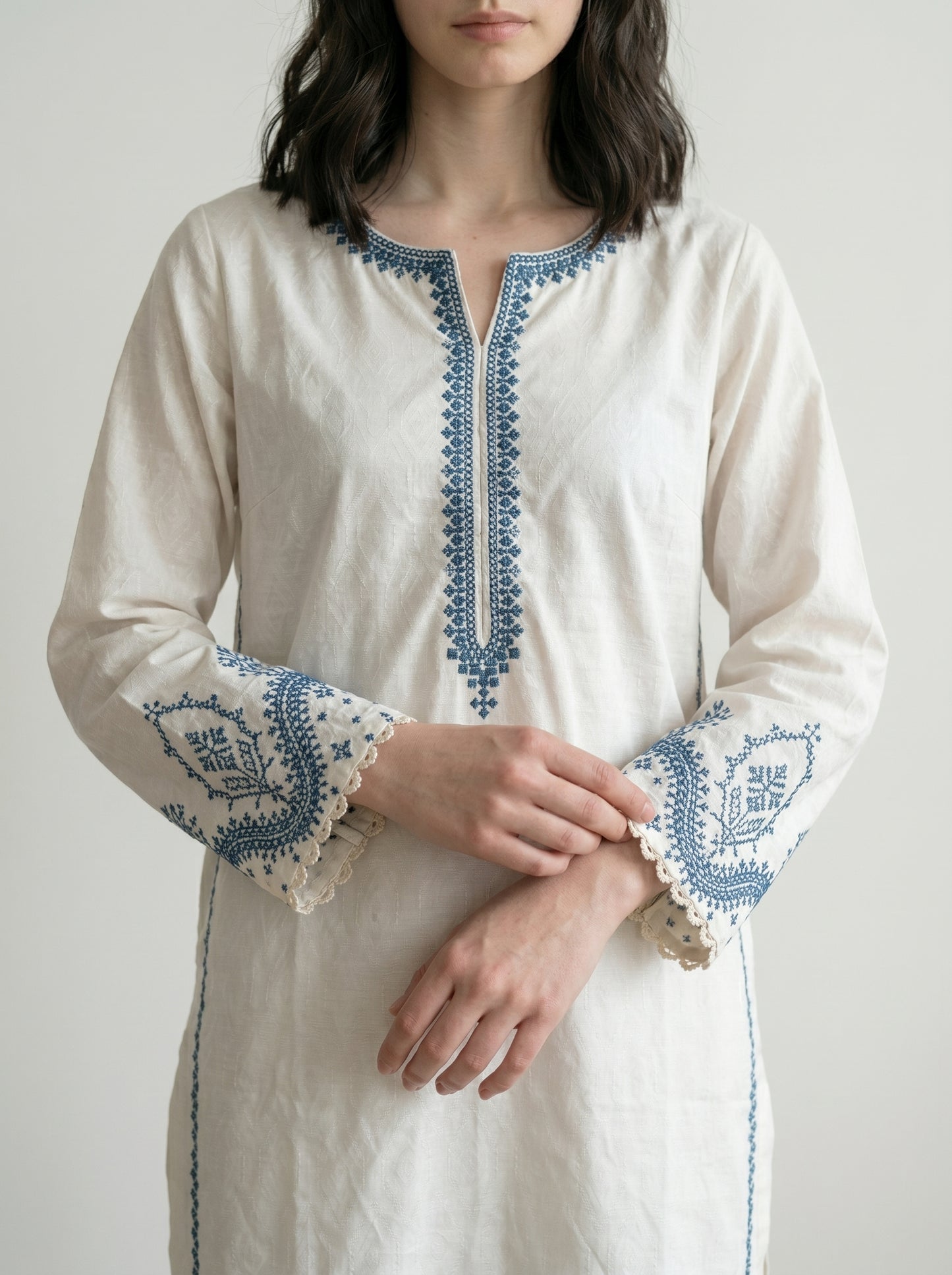 Ivory Embroidered Two-Piece Set