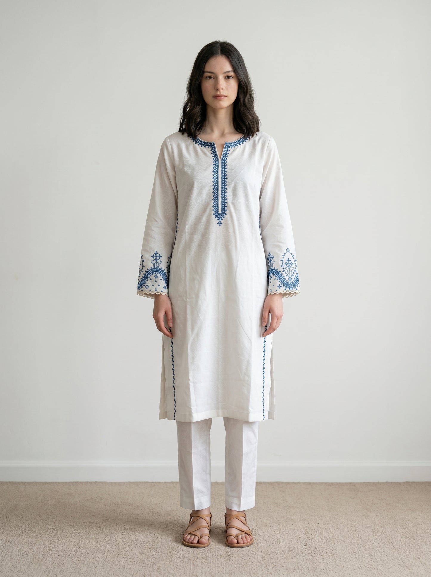 Ivory Embroidered Two-Piece Set