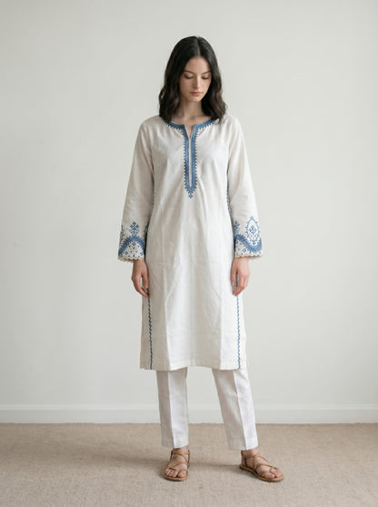 Ivory Embroidered Two-Piece Set