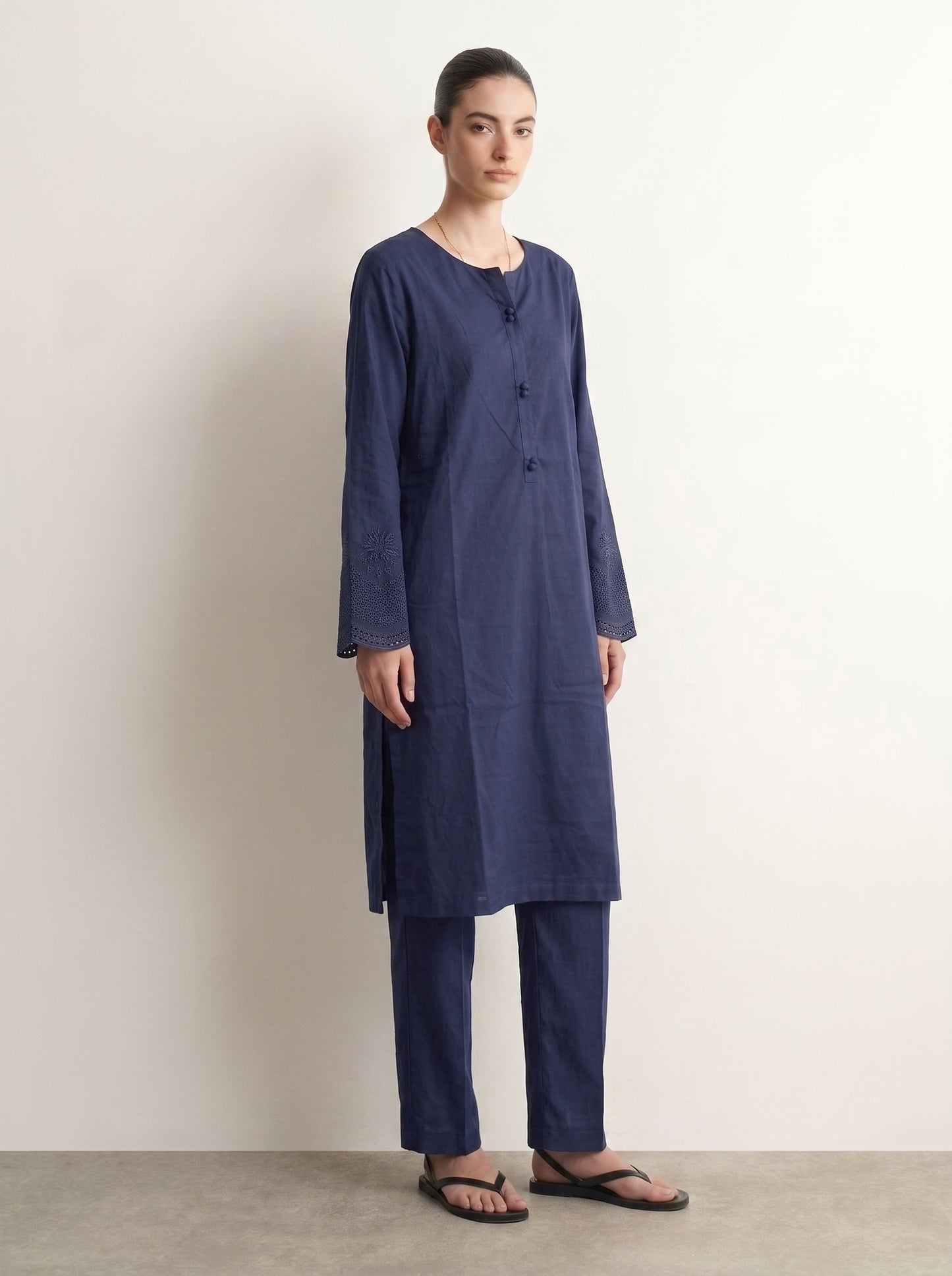 Navy Embroidered Co-ord Set