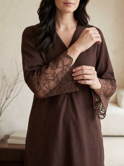 Chocolate Embroidered Co-ord Set