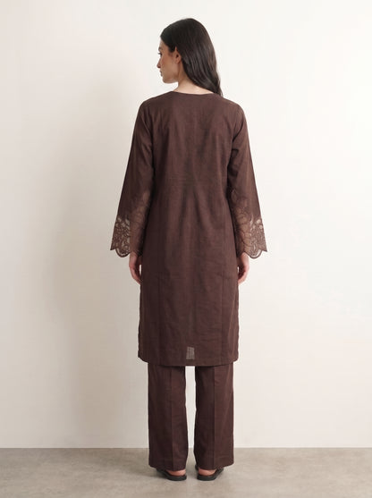 Chocolate Embroidered Co-ord Set