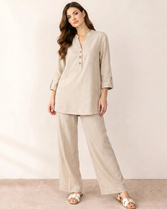 Beige Linen Co-Ord Set